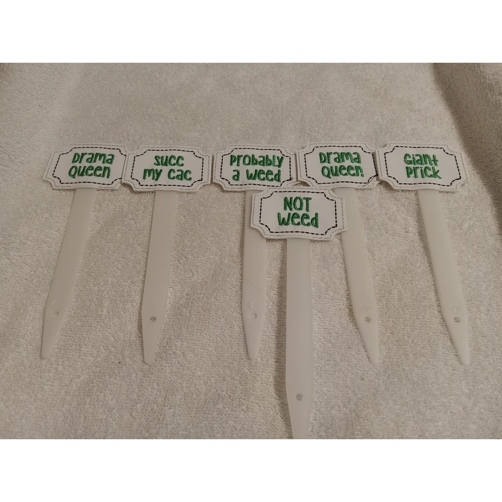 Funny Plant Markers Garden Stakes Cute Plant Labels Set of 6 White